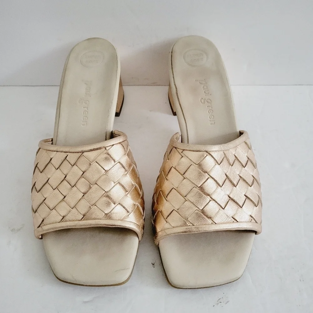 NEW Paul Green Tisha Rose Gold Heel Slide Sandals Size 8.5